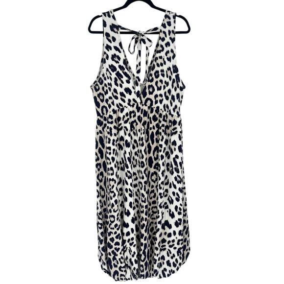 ASOS Midi Puff Ball Smock Animal Print Dress V-Neck Size 8 - Picture 7 of 10